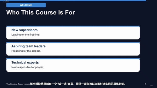 现代团队领导力核心要素 (英文课程中文字幕)