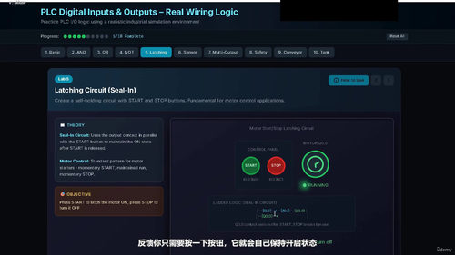 PLC数字量输入输出实操教程——实物接线逻辑虚拟仿真实验 (英文课程中文字幕)