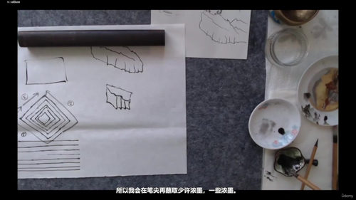 水墨山水画入门:日式墨绘(Sumie)技法 (英文课程中文字幕)