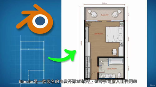 用 Blender 轻松快速设计平面图（中文字幕英文视频教程