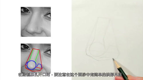 石墨笔写实鼻子绘画教程