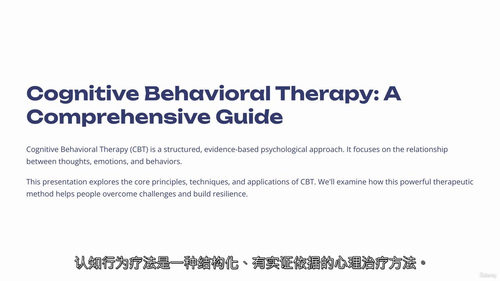 认知行为疗法入门基础课程  (中文字幕英文视频教程)