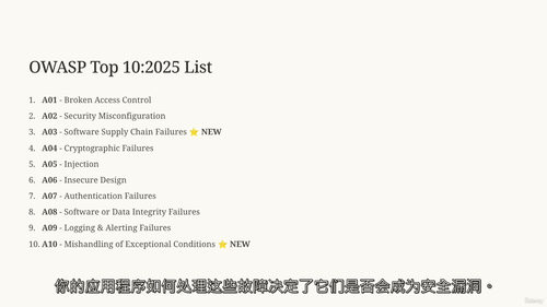 OWASP TOP 10 2025 全面安全防御实战培训(中