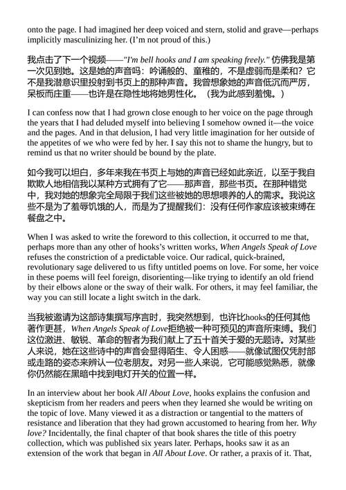 当天使谈论爱情 贝姬·胡克斯 (中英对照电子书)