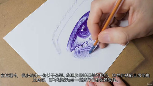 圆珠笔写实眼睛绘制课