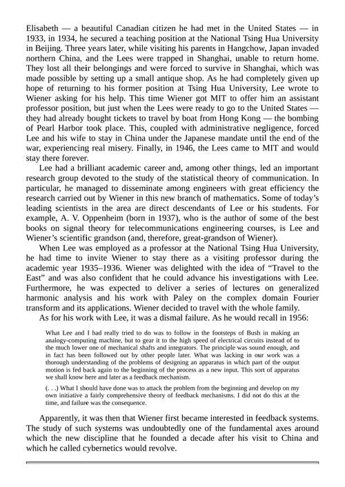 诺伯特·维纳:一位数学家与工程师之间的跨界者 英文电子书