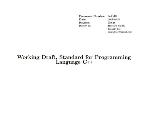 C++ 编程语言标准（N4640 草案版）  (英文版电子书