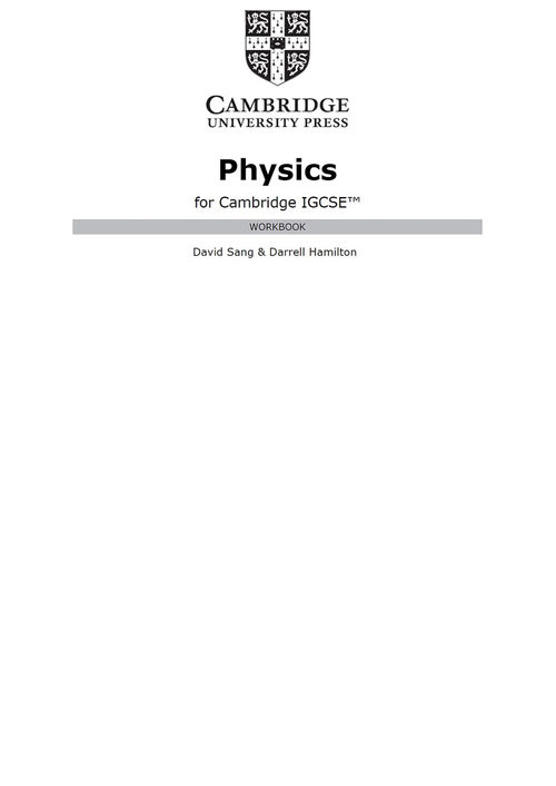剑桥IGCSE物理学工作簿 戴维·桑格 & 达雷尔·汉密尔顿 (英文电子书)
